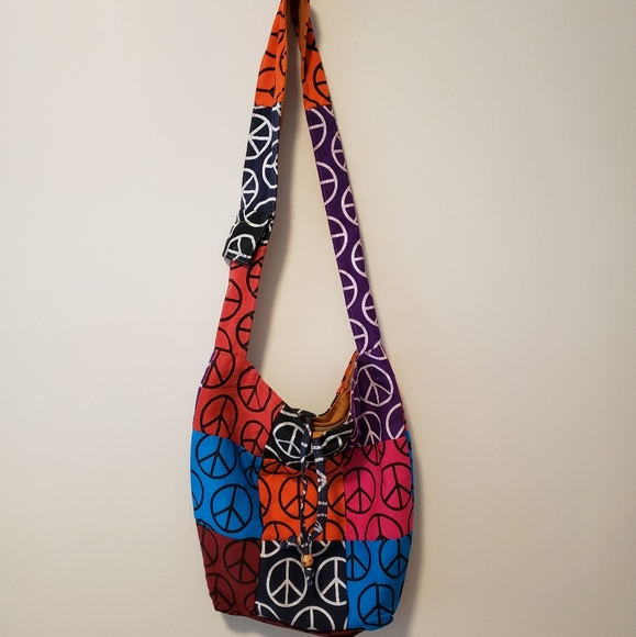 ☮ Bag Hippie /boho /boheme /peace sign - Picture 1 of 4